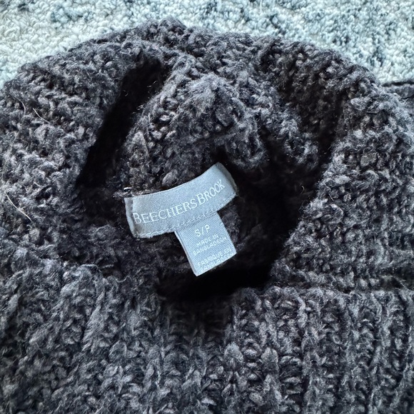 Oversized Charcoal Cowlneck/Turtleneck Chunky Knit Sweater - Picture 3 of 3